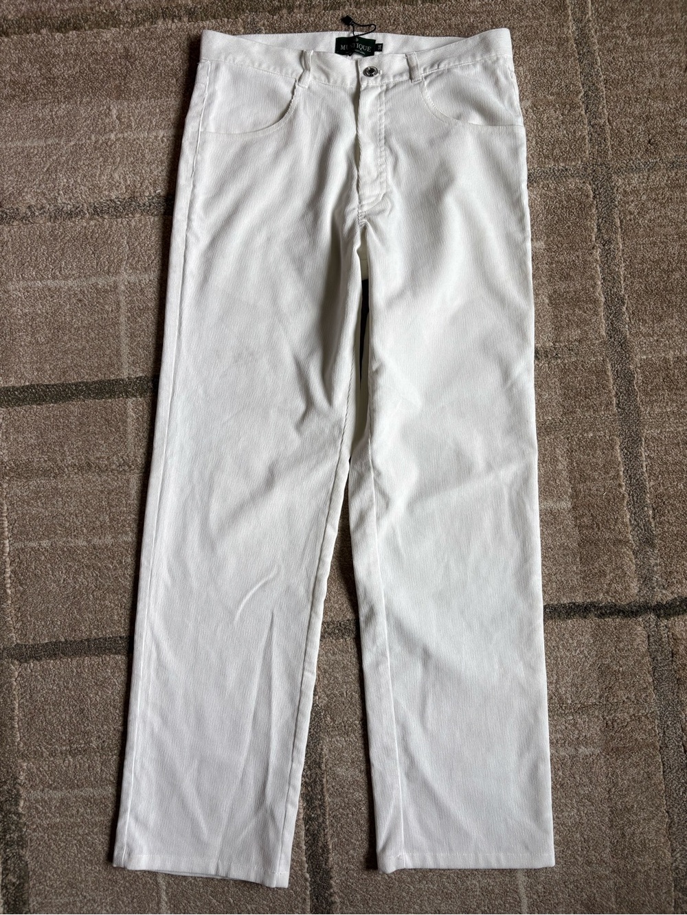 Mustique Made in Portugal White Corduroy Straight Leg Pants Boutique Sustainable
